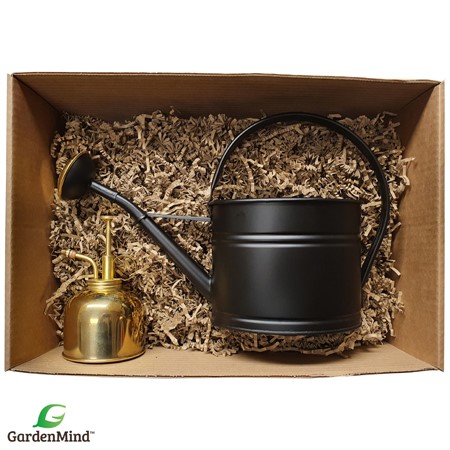Set Black watering can 1,7l + brass spray GardenMind