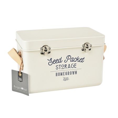 Jar for seeds, sand-coloured with leather handle