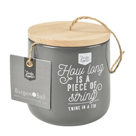 Jute cord natural 120m in grey jar