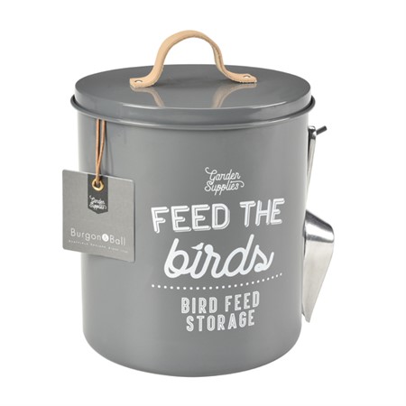 Bird food jar with scoop, grey