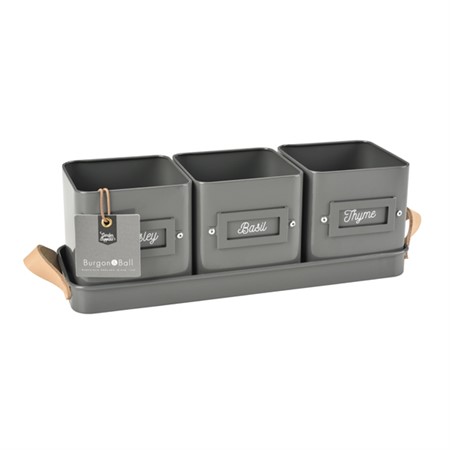 Jars as pots, 3 pcs on grey tray