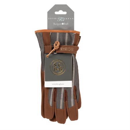 Gardening gloves S Conran, brown with GREYstriped