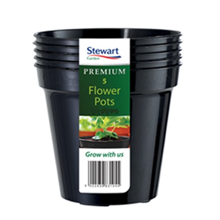 Plastkruka 4', svart, 5-pack