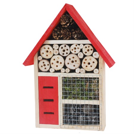 Insect hotel red roof 29x9x37 cm - Naturemind