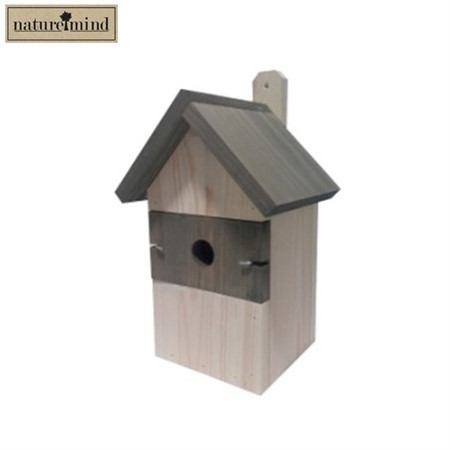 Nest box, hole 28 or 35 mm, white with grey roof/front - Naturemind
