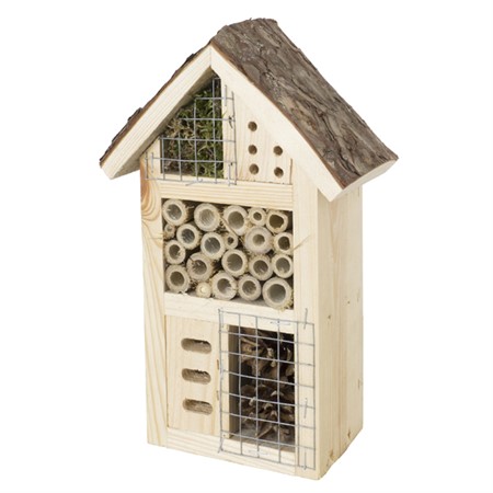 Insect hotel with bark roof 5 rooms  - Naturemind