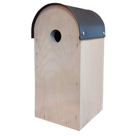 Nest box tits, 28mm hole, vaulted metal roof, light grey/anthracite roof - Naturemind