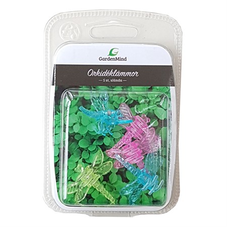 Orchid clip dragonfly, neon mix, 5 pcs