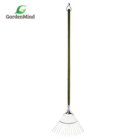 Leaf rake with long handle stainless steel