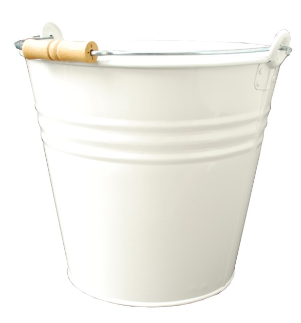 Hink Vit m trä-htag  Dia. 26 cm 7,5 liter